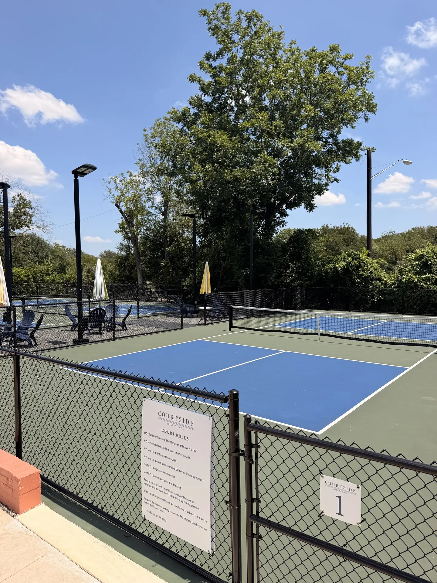 Courtside pickleball courts at Heights Pool in Alamo Heights, San Antonio
