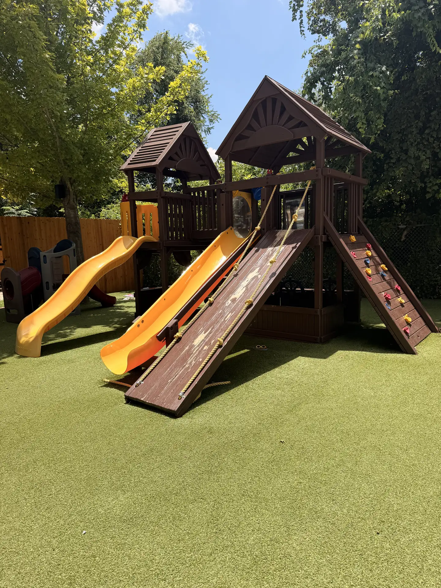 Kids playscape with slides at Heights Pool