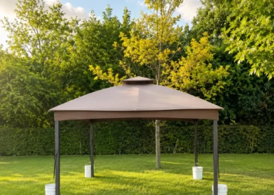 Gazebo on the green lawn at Heights Pool, Alamo Heights swim club