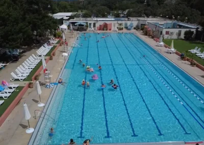 Aerial view of the Olympic-size pool at Heights Pool, Alamo Heights San Antonio
