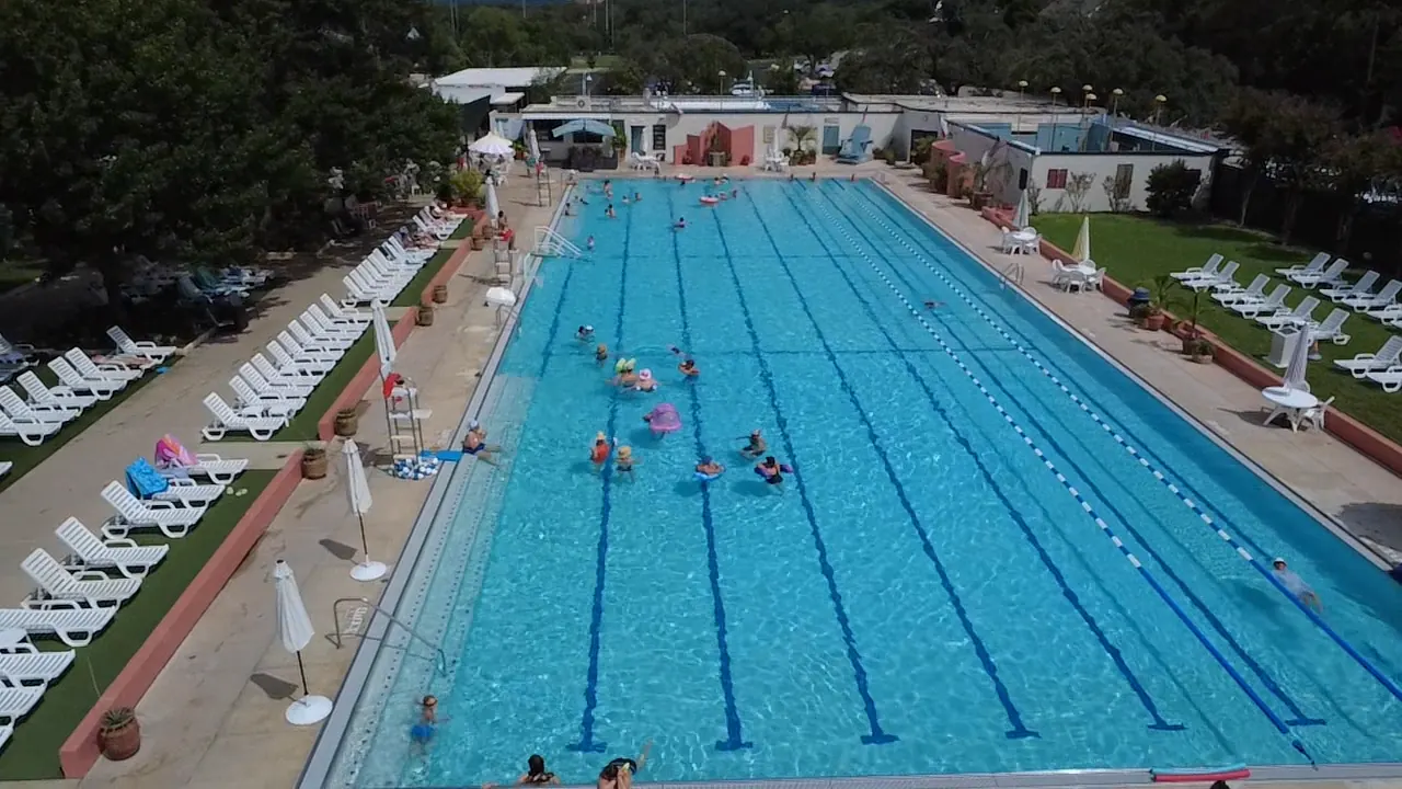 Aerial view of the Olympic-size pool at Heights Pool