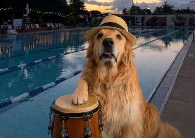The unofficial mascot poolside at Heights Pool, Alamo Heights