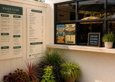 POOLSIDE food and bar at Heights Pool, Alamo Heights San Antonio